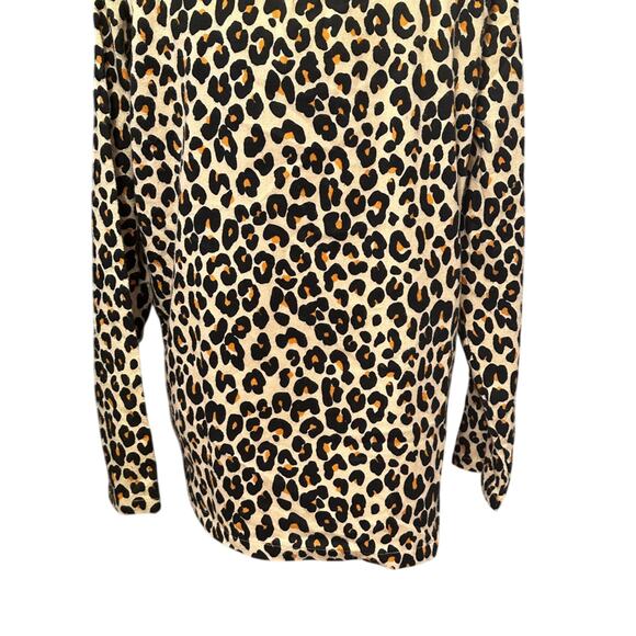 Nordstrom Womens Button Up Shirt Beige Leopard Animal Print Fleece L NWOT - Picture 6 of 8